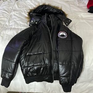 black shiny cropped puffer jacket size 4